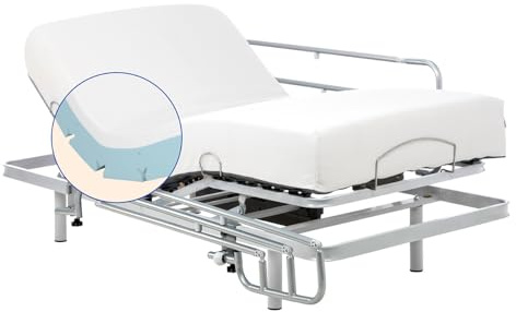 Geriafy Cama articulada con colchón Funda Tencel Care Remote 105x190 cm | Barandillas, mando inalámbrico, colchón viscoelástico de 20 cm y funda Tencel