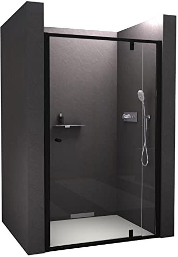 BERNSTEIN Nischendusche mit Drehtür NT606 Flex Nischendrehtür 120x195cm Duschtür mit Schwarz matten Profilen Dusche aus 6mm ESG-Sicherheitsglas mit NANO-Beschichtung