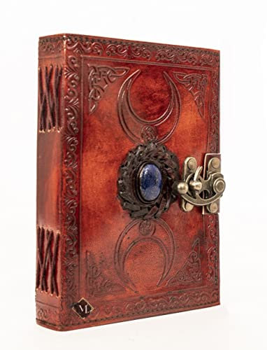 MONTEXOO Vintage-Leder-Tagebuch, Geschenk für Männer und Frauen, Notizbuch, Skizzenbuch, Tagebuch, Reisekugel alt, cool, antik, groß, gebunden, Schreiben (Mondbraun)