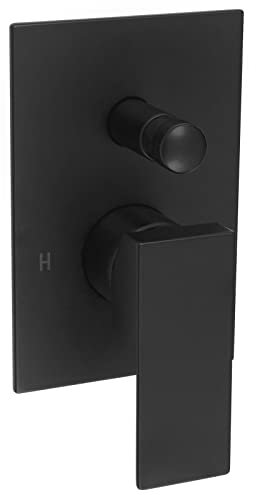 Welfenstein Unterputz Armatur 75 4401PA mit Umsteller Montage-Box eckig Einbaubox schwarz matt