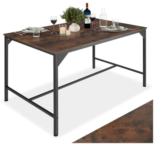 tectake® Industrial Esstisch Holz und Metall, Dining Table 120 x 75 x 75 cm, Küchentisch, Bartisch, Bistrotisch, Tisch Wohnzimmer, Küchenmöbel, Esszimmermöbel - Industrial Dunkelbraun