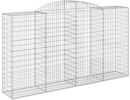 vidaXL Arched Gabion Basket Walls-13 pc Set-Galvanised Iron Wire Cages for Garden Decor, Sound Insulation, and Barrier Creation
