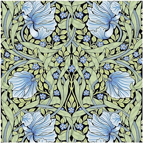 HAOKHOME Vintage Wallpaper Peel and Stick Floral Vine Green/Blue/Black Wall Murals Home Kitchen Bedroom Decor by William Morris 17.3in x 9.8ft