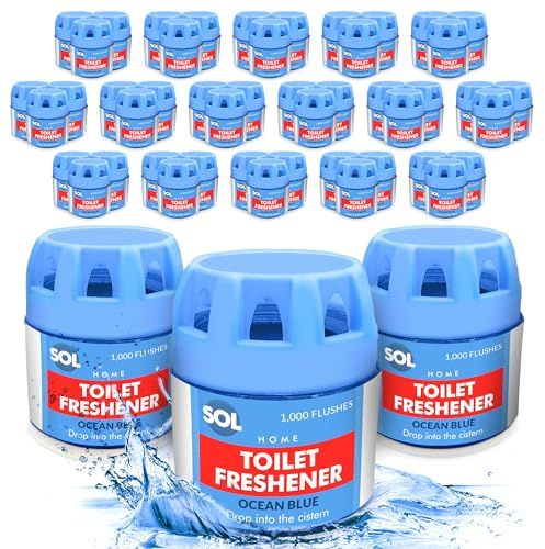 SOL 48pk Toilet Blocks for Cisterns - 48,000 Flushes Toilet Cistern Blocks | Bulk Long Lasting Toilet Cistern Blocks - Blue Toilet Freshener Blocks for Cistern Cleaning, 48pk x 70g