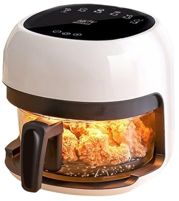 Freidora De Aire Transparente De Cristal Con Pantalla Táctil, Capacidad De 4L, Sin Aceite Y Sin Humo, Cocina Saludable, Freidora Multifuncional (Color : Blanc)