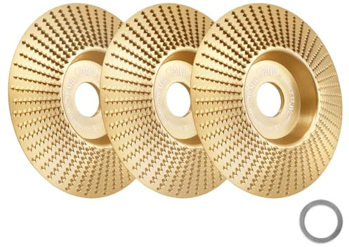 BGTEC Disco Abrasivo per Legno - 3 Pezzi 125MM*22.23MM Smussato Disco Raspa per Levigatura, Intaglio, Modellatura, Lucidatura - Mola per Smerigliatrice