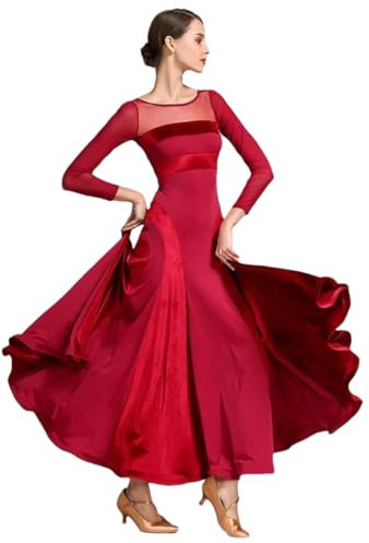 Robe de bal rouge à franges pour femme - Robe de danse moderne, Rouge, XXL