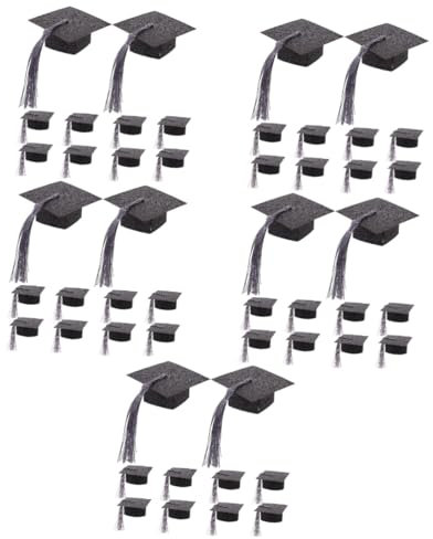 TOYANDONA 50pezzi Coprire Goblet Per Laurea Da Tappi Riutilizzabili Forma Di Cappello Di Laurea e Raccolte Quotidiane Elegante Design Con Nappa Materiale Di Resistente