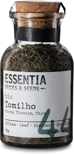 Thym – Flacon de 30g – Saveur Douce avec des Notes de Clou de Girofle et de Camphre – Recommandé pour Divers Plats – Origine Portugaise – Produit Gourmet