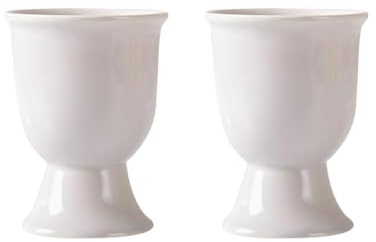 FSSTUD 2 portauova in ceramica singola, porta uova sode in porcellana bianca, portauova per la colazione di Pasqua, per feste a colazione