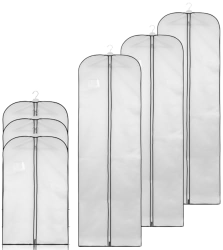 Garment Guardians Dustproof Suit Bags for Men - Anti-Mite Bag - Clothes Covers Protector Bags - Water-Resistant & Moth Proof Garment Bags - 6 Pcs - White with Black Trim – (60 * 100cm+60 * 182cm)