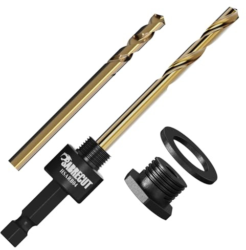 SabreCut 4pcs HSARB04K1 Quick Change Hole Saw Arbour Kit | M42 cobalt steel and progressive tooth profiles deliver fast, smooth, burr-free cuts in wood, plastic and sheet steel