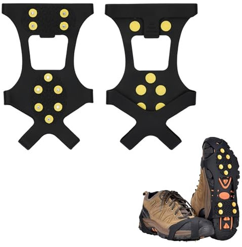 Spikes für Schuhe Winter, Winter Schuhspikes für Schnee und EIS, Steigeisen Schuhkrallen mit 10 Zähne, Eisspikes Ice Grips Klampen, Schuh Spikes für Damen und Herren, sicherer Winterhalt