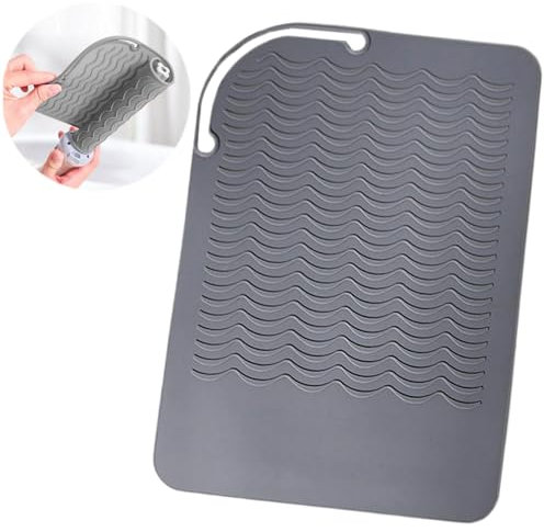 Generic 1 Pcs Silicone Heat Resistant Mat for Curling Tongs, Hair Straighteners & Other Hot Hair Tools, Grey, 14cm x 1cm