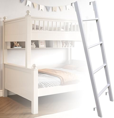 Scaletta per letto a castello doppia, bianca, resistente, di ricambio, per dormitorio, camera da letto, letto a castello, salvaspazio, capacità di carico 150 kg (lunghezza 114,3 cm)