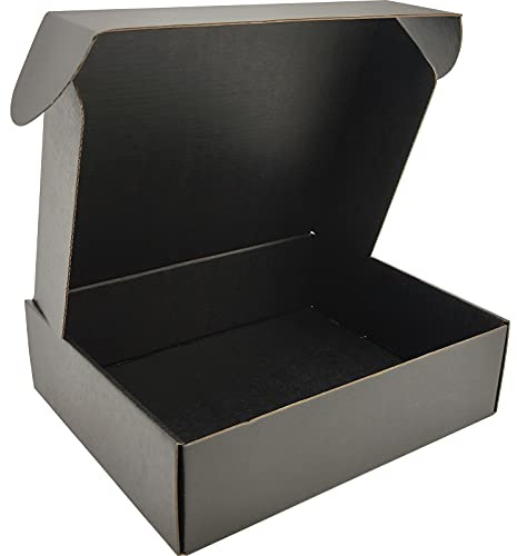 Cenoid små postlådor, 25 x 20 x 7 cm svarta portopaket, fraktkartonglådor för postning, leverans, förpackningslådor för småföretag (förpackning med 25)