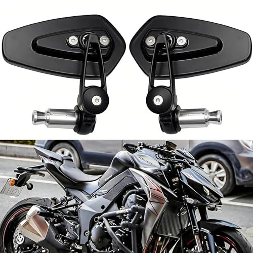 YUJYGAO Specchietti Moto Manubrio 7/8 22mm Specchietti Retrovisori Bar End Universali Specchietti Laterali Moto Compatibile per Cruiser Scooter Bobber Chopper MT07 MT09 Z900(Nero)
