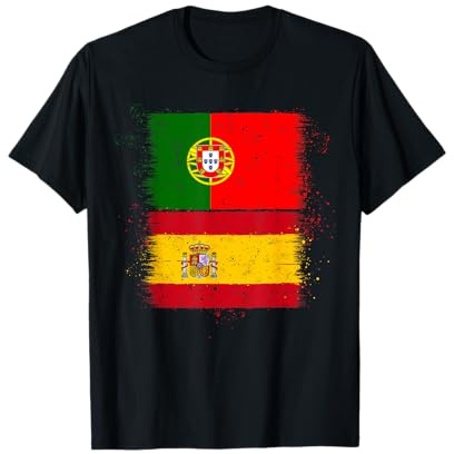Bandera España Portugal para Orgulloso Español Portugués Camiseta