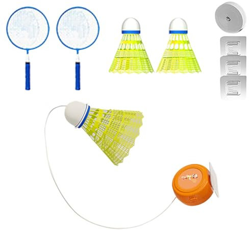 Rebound Badminton – Badminton-Ausrüstung, Schläger-Schaukel-Trainer, verstellbare Hand-Augen-Koordination, Rebound-Federball-Übungsset für Beweglichkeitstraining für Parks
