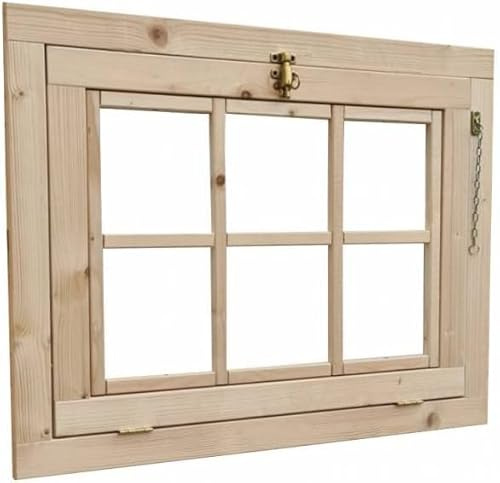 Home Idea Finestra in legno per casetta mis 81 x 61 cm Vasistas, Senza Plexiglass