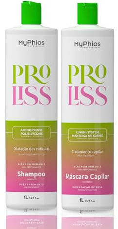 MyPhios | Pro Liss 3D Hair Alignment Kit | Gloss Reducer Thermal Treatment + Shampoo | (2x) 1000 ml