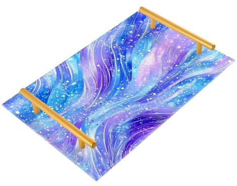Bandeja acrílica decorativa con asas para servir joyas, perfumes, mesa, charolas para servir comida