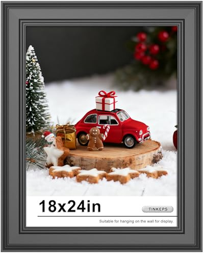 Tinkeps 18 x 24 Poster Frame Black, 2-Inch Wide Border Poster Frames 18 x 24 with Black Backboard, 18x24 Frame Frame Wall Hanging