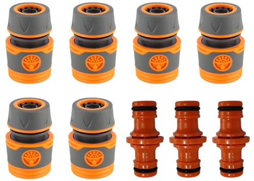 9 Stück Schlauchkupplung Set, 6x 3/4 Schnellkupplungen + 3x 5/8 Teleskopschlauch-Doppelverbinder, Autowäsche und Terrassenreinigung, PVC Schlauchanschluss