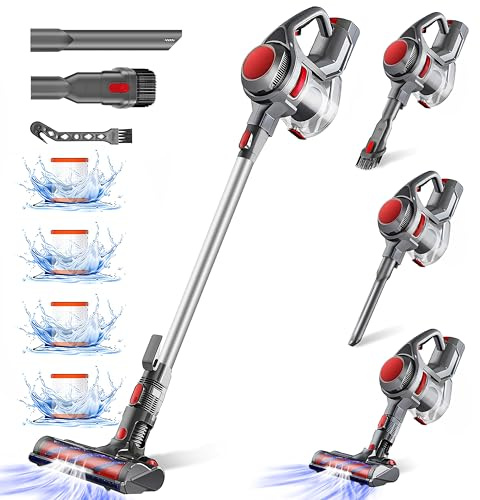 Authmic 40000Pa Akku Staubsauger,50Min |450W Staubsauger Kabellos mit 4 HEPA Filters und 1.6L Staubbehälter,Akkustaubsauger für Hartböden,Teppich und Tierhaare