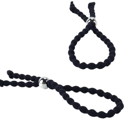 Ausi 6 PCS Adjustable Hair Ties for Curly Hair, Black No Damage Puff Long Bungee Ponytails Braids 18cm