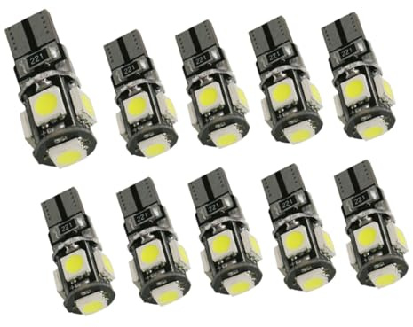 MUELODSIC 10pcs LED Car License Plate Bulbs Pack Wide Angle Illumination Reading Lamps Fit with Can Bus Error Design