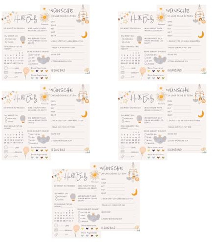 OUDQFCJ 10 pezzi di baby shower giochi, carte per giochi per feste per bambini,stampate su entrambi i lati per feste per baby shower o indovinelli,carte con suggerimenti per rivelare il genere