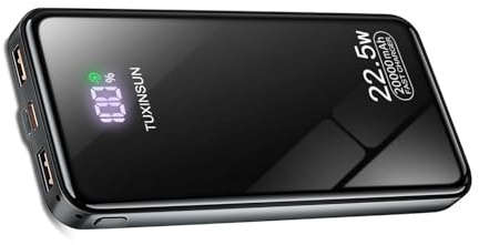 Power Bank 20000mAh 22,5W Powerbank PD3.0 QC4.0 Ricarica Rapida Batteria Esterna 3A USB C Caricabatterie Portatile con Display Digitale LCD 3 Uscite e 2 Ingressi per Smartphone, Tablet