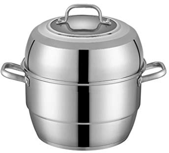 HPTHLY Steamer 304 Stainless Steel Three-Layer Thick Household 30Cm Two-Layer Two-Layer Gas Cooker Steam Cooker