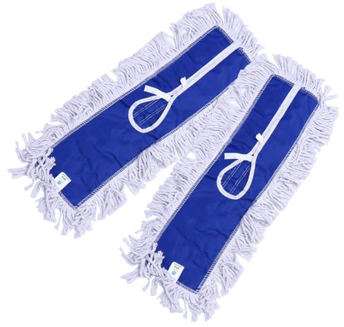 TOYANDONA Chiffons de Remplacement pour Balai à Franges en Fil de Coton Bleu, Absorbants et Lavables en Machine, Lot de 2 pour Nettoyage de Plafond et Coins