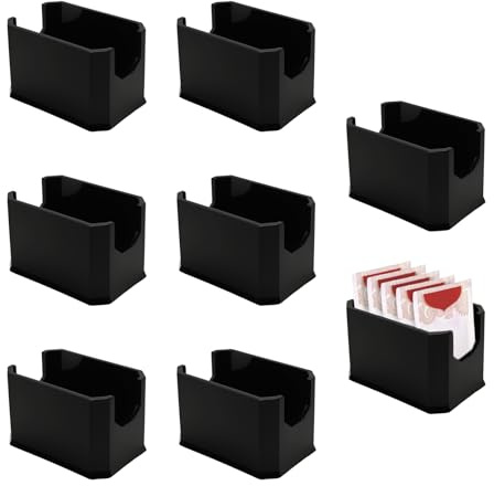 Ollanoos 8 Pcs Stylish Sugar Packet Holders, Black Plastic Sachet Caddy for Tea Bags and Sweeteners, Compact Storage Container for Cafe, Restaurant, and Home Use