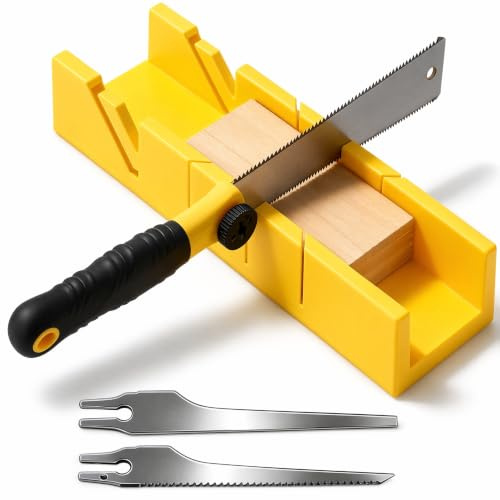 Lifegogo 4 Stück gehrungslade mit Säge Set: Schneidladen-Set präzise Gehrungslade mit Handsäge für Holz und Kunststoff 0°, 22.5°, 45°, 90°, 135° für DIY Heimwerker