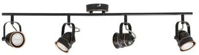 Lindby Deckenlampe, Deckenstrahler schwarz gold Strahler 4 flammig drehbar und schwenkbar 4x GU10 ohne Leuchtmittel Spot Spotbalken