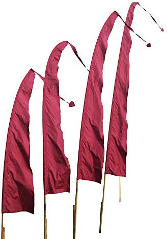 DEKOVALENZ - Balifahne SANUR, Stoff ohne Stange, versch. Farben+Längen, Fahnenlänge:3 Meter, Farbe:weinrot