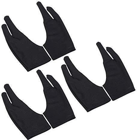 Bestgle Artist Anti-fouling Drawing Glove, 2-Fingers Graphic Drawing Glove Left & Right Hand Use for Light Box, Graphic Tablet, Pen Display, iPad Pro Pencil(6 Pack, Black)