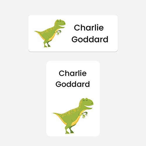 43 x No Iron Stick On Name Labels Waterproof Washable Great for Clothes, School Uniform, Equipment, Shoes and More. School, Nursery, Day Care, Hospital - (Dinosaur)