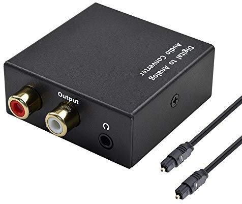 192Khz Convertitore Audio Digitale Analogico, Adattatore Ottico RCA, Coassiale Toslink Segnali Audio Digitali SPDIF ad Analogico RCA L/R e Jack 3.5mm, Cavi Ottici Inclusi