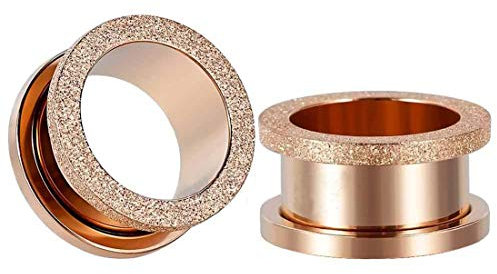 HuaCan Tunnel Set 6mm 8mm 10mm 12mm 14mm 16mm Flesh Tunnel Ohr Plug Schwarz Silber Rose Mit Granulierend Anhänger Double Flared Klassisch Expander Chirurgen Edelstahl Schmuck Damen Herren 2 Stück