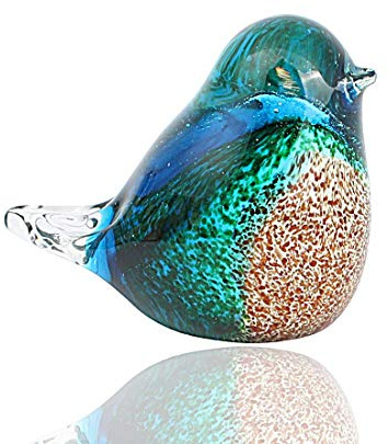 BONAKULA Glass Bird Figurine Handmade Blown Art Sculpture Animal Statue Collectible Desk Decoration Ornaments (1#)
