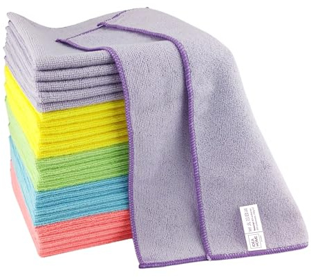 LEVIATAN IDEA HOME Microfiber Cleaning Cloths 30 Pack – 40x40 cm Multicolored Cloths – Ultra Absorbent & Quick Dry – Streak-Free Cleaning for Home Kitchen Office Hotel Glass Windows Screens