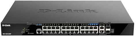 D-Link DGS-1520-28MP commutateur réseau Géré L3 10G Ethernet (100/1000/10000) Connexion Ethernet, supportant l'alimentation Via ce Port (PoE) 1U Noir