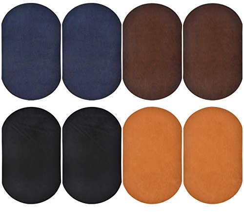 Jinlaili 8 Pièces Patch à Repasser, Patch de Réparation en Tissu Suède, Ovale Coude Patchs de Genou, Patchs à Thermocollants, Kit de Réparation pour Vestes Pulls Vêtements, 18 x 11 cm, 4 Couleurs