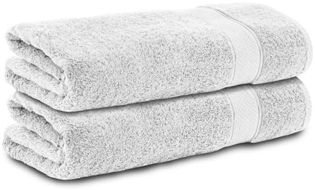 Komfortec handdukssats i två delar | Handdukar set | 70x140 cm | 100% bomull | Fade-bevis | Snabbtorkande | Handduksset | Badhandduk | Badhandduk badhandduk | Badlakan | Vit