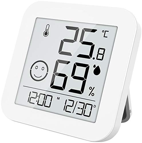infactory Innenthermometer: Digitales E-Ink Thermo- und Hygrometer mit extralanger Laufzeit (Thermometer Feuchtigkeitsmesser, Minimum Maximum Thermometer, Digitale)