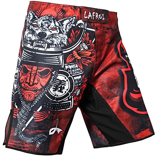 LAFROI Herren MMA Cross-Training Box Shorts Trunks Fight Wear mit Kordelzug und Tasche (Warrior,LG)